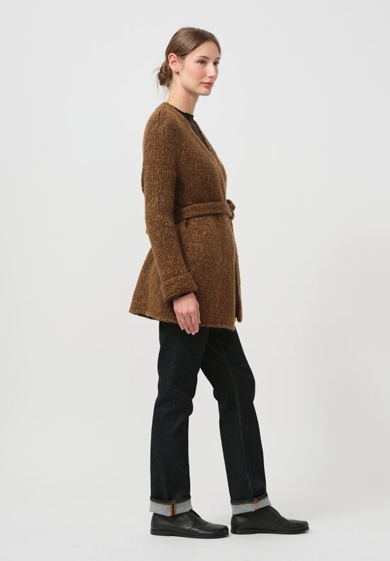 Wommelsdorff Cashmere & Silk Loki Cardigan in Bronze Brown	