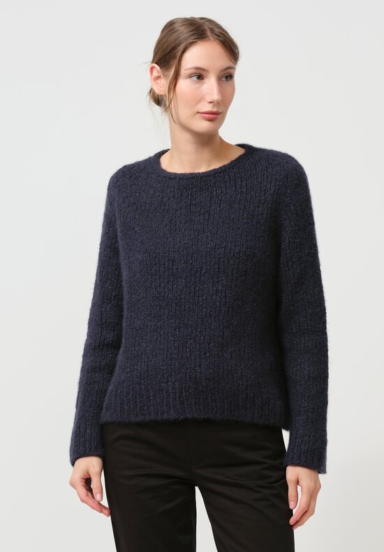 Wommelsdorff Hand-Knit Faye Cashmere & Silk Sweater in Atlantic Blue	