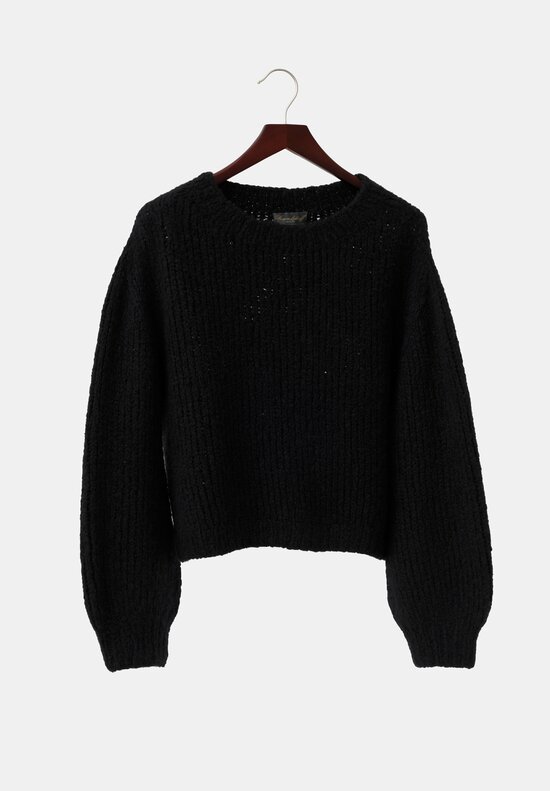 Wommelsdorff Cashmere & Silk Hand-Knit Miga Sweater in Space Black	