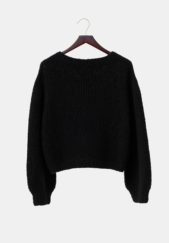 Wommelsdorff Cashmere & Silk Hand-Knit Miga Sweater in Space Black	