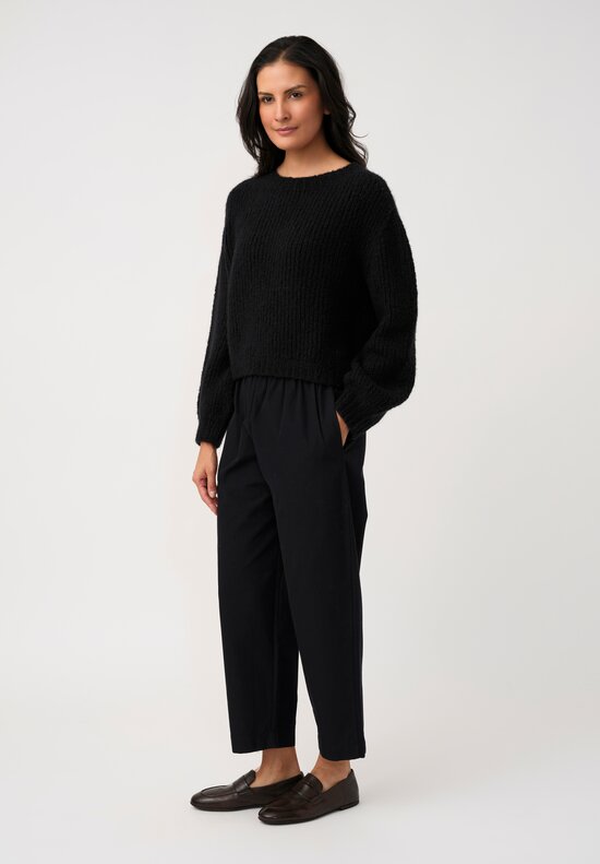 Wommelsdorff Cashmere & Silk Hand-Knit Miga Sweater in Space Black	