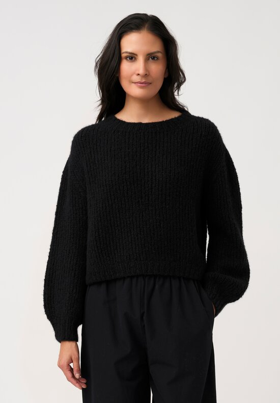 Wommelsdorff Cashmere & Silk Hand-Knit Miga Sweater in Space Black	