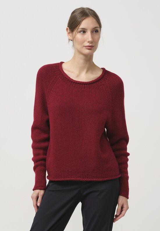 Wommelsdorff Cashmere & Silk Hana Sweater in Ruby Red	