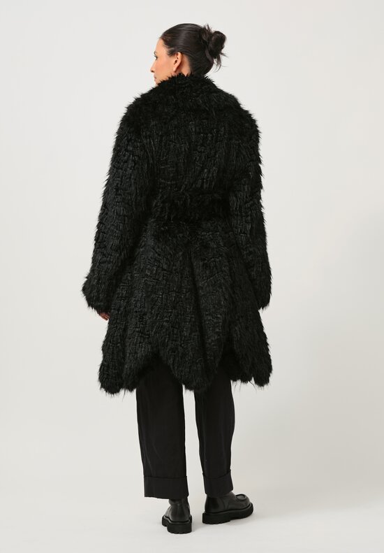 Sacai Faux Fur Coat in Black	