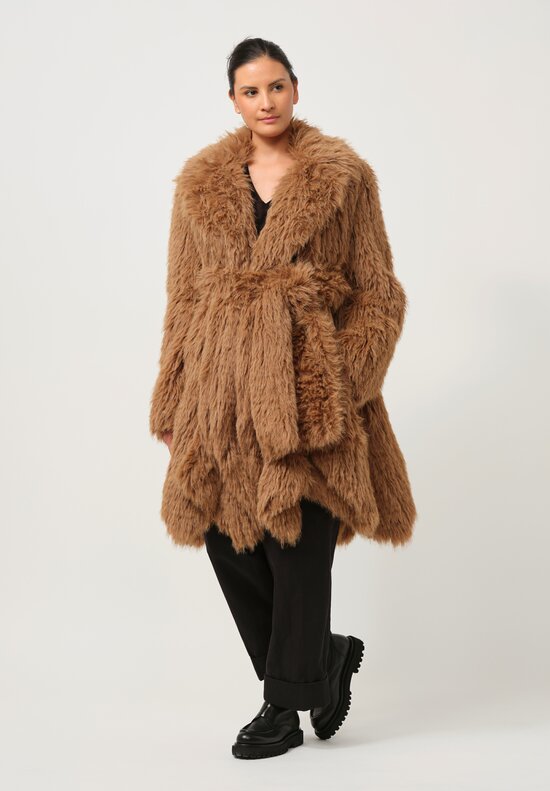 Sacai Faux Fur Coat in Brown	