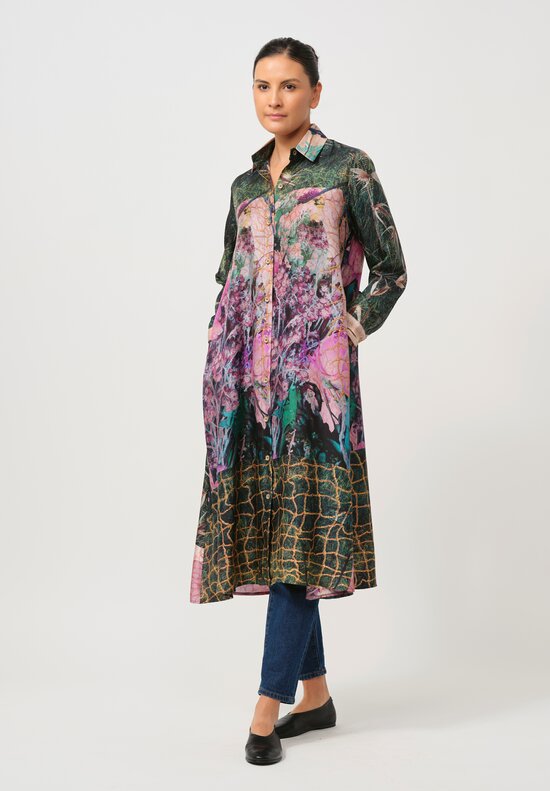 Bokja Silk Green Assemblage Z Dress in Forest Green & Violet	