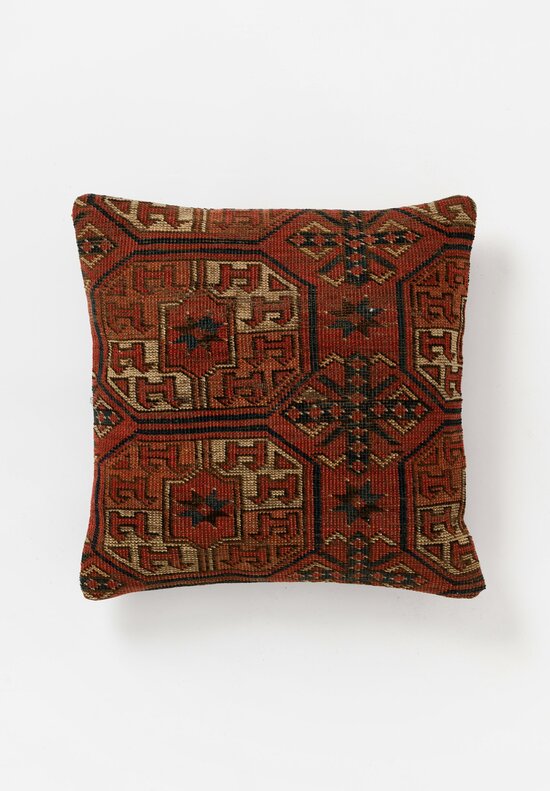 Vintage Turkish Rug Pillow in Red & Cream I	