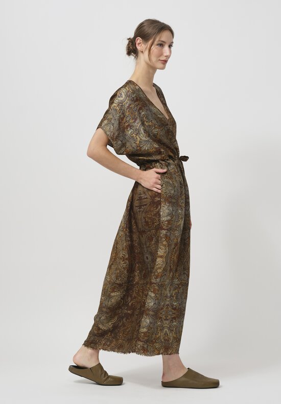 Uma Wang Acre Dress in Mustard Brown & Black	