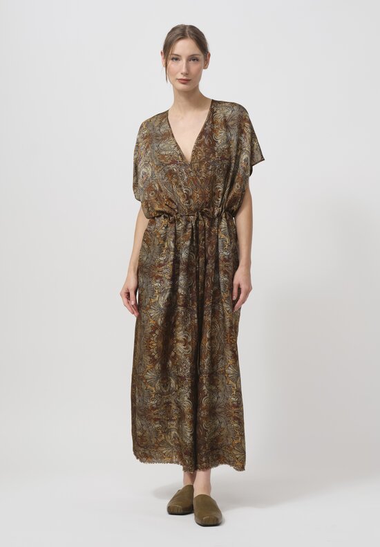 Uma Wang Acre Dress in Mustard Brown & Black	