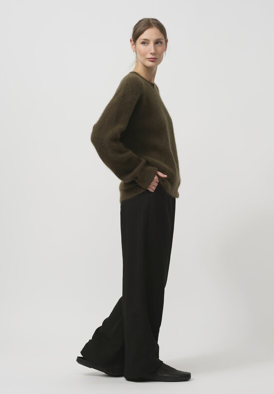 Uma Wang Raccoon Knit Sweater in Army Green	