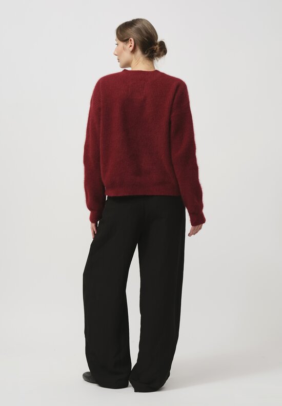 Uma Wang Raccoon Knit Sweater in Red	