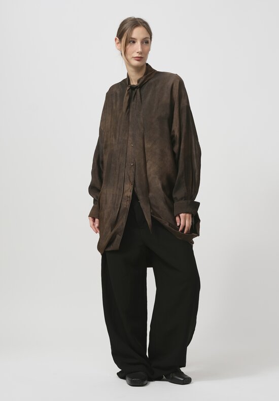 Uma Wang Necktie Tompkins Shirt in Dark Brown