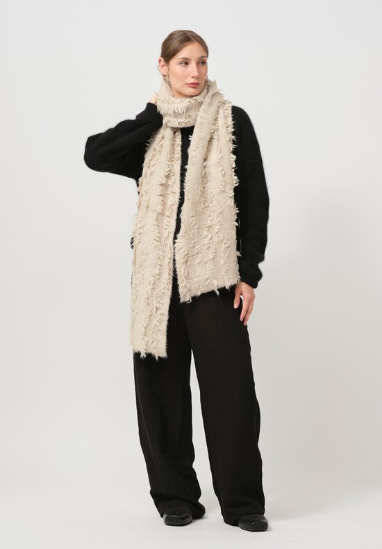 Uma Wang Textured Fuzzy Scarf in Natural	