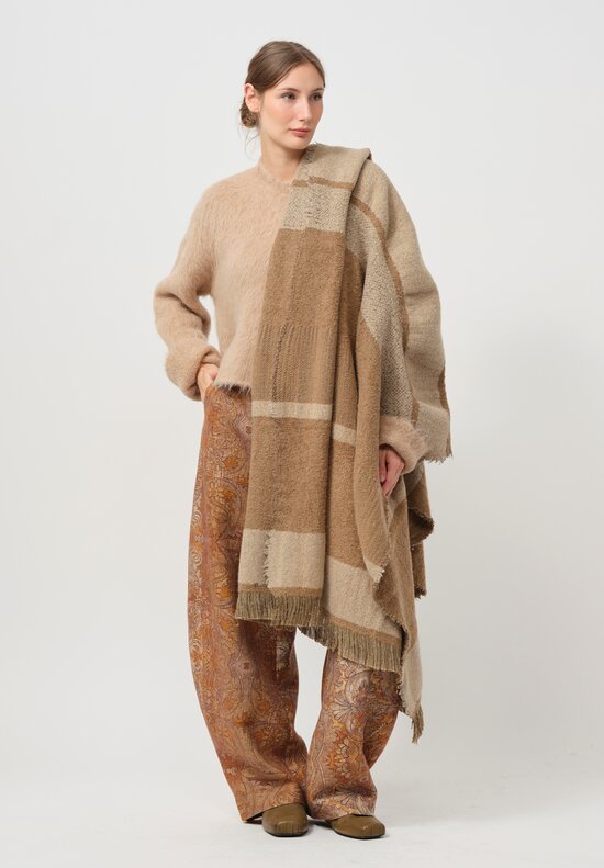 Uma Wang Camel & Mohair Scarf in Tan & Brown	