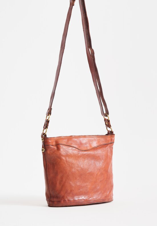 Campomaggi Leather Secchiello Bucket Bag in Cognac Brown	