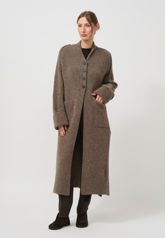 Isabel Benenato Yak Knit Coat in Taupe 