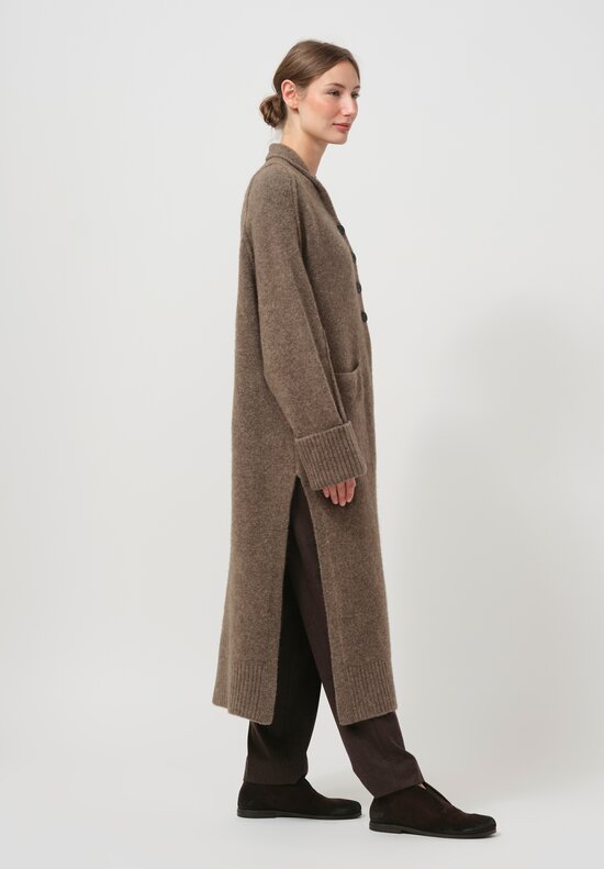 Isabel Benenato Yak Knit Coat in Taupe 