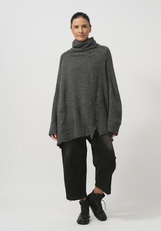 Rundholz Dip Felted Turtleneck Pullover in Coal Melange Grey	