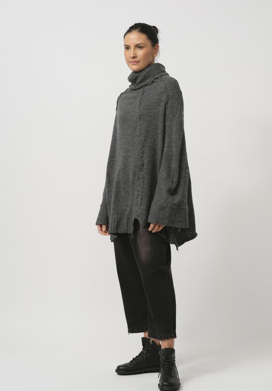 Rundholz Dip Felted Turtleneck Pullover in Coal Melange Grey	