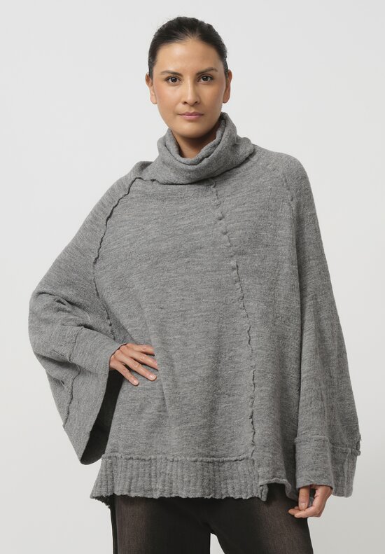 Rundholz Dip Felted Turtleneck Pullover in Pencil Melange Grey	