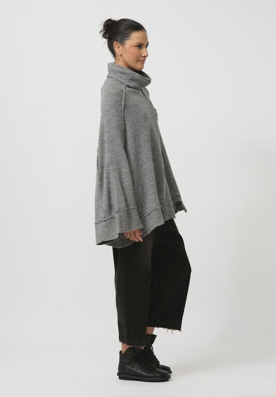 Rundholz Dip Felted Turtleneck Pullover in Pencil Melange Grey	