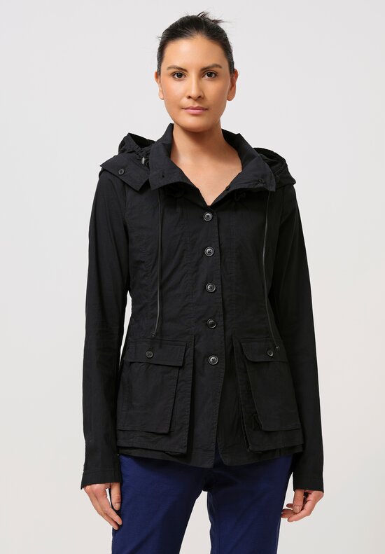 Rundholz DIP Hooded Stretch Cotton Jacket in Black