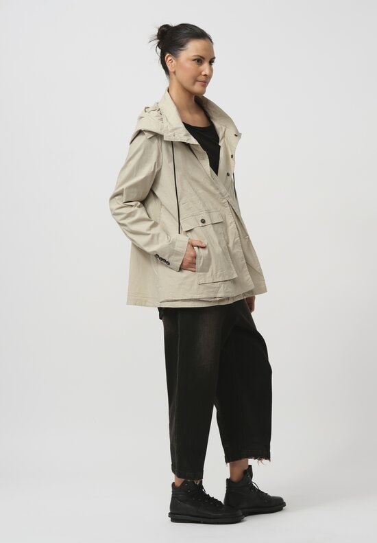 Rundholz Dip Hooded Stretch Cotton Swing Jacket in Eraser Grey	