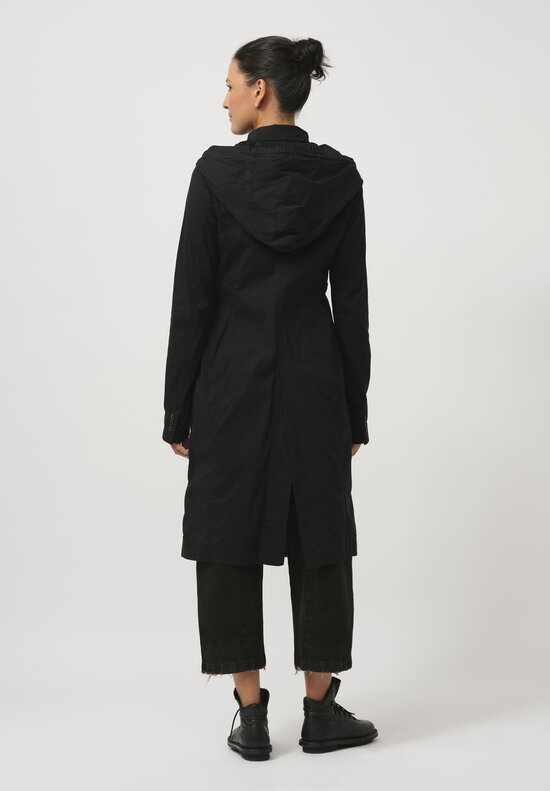 Rundholz Dip Hooded Stretch Cotton Split Coat in Black	