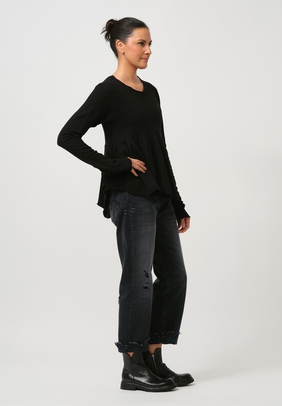 Rundholz Felted Peplum Top in Black	