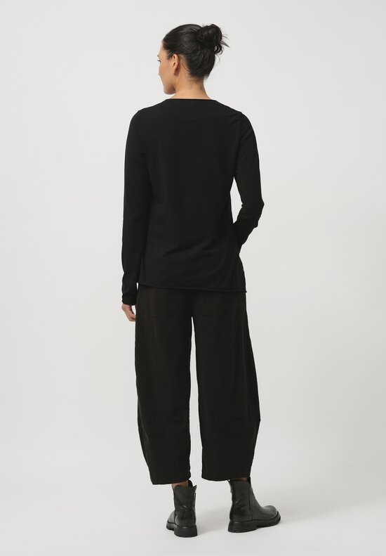 Rundholz Black Label Wide Leg Stretch Cotton Pants in Black	