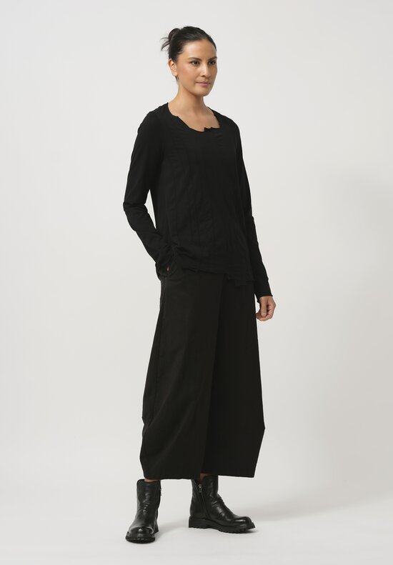 Rundholz Black Label Wide Leg Stretch Cotton Pants in Black Stripe	