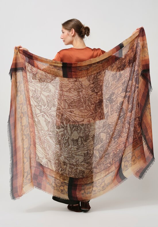 Pierre-Louis Mascia Euclide Cashmere Scarf in Rust Orange & Black	