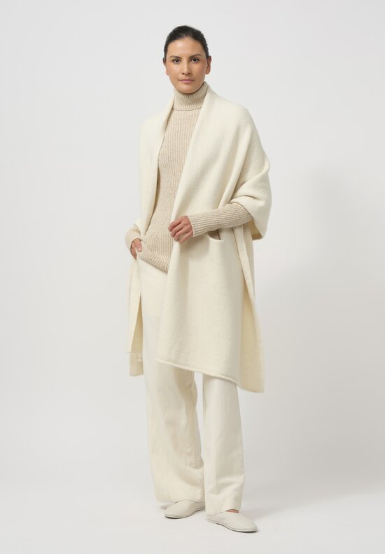 Lauren Manoogian Baby Alpaca & Wool U Cape in Raw White	