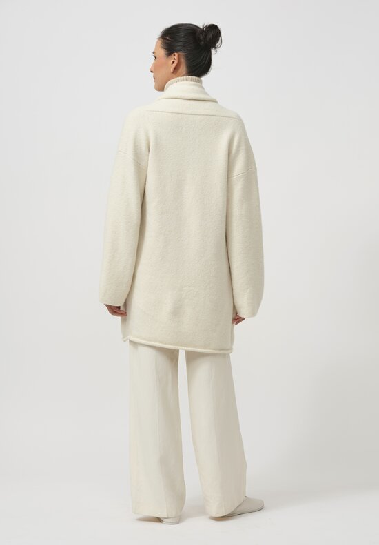 Lauren Manoogian Baby Alpaca & Wool Taper Coat in Raw White	