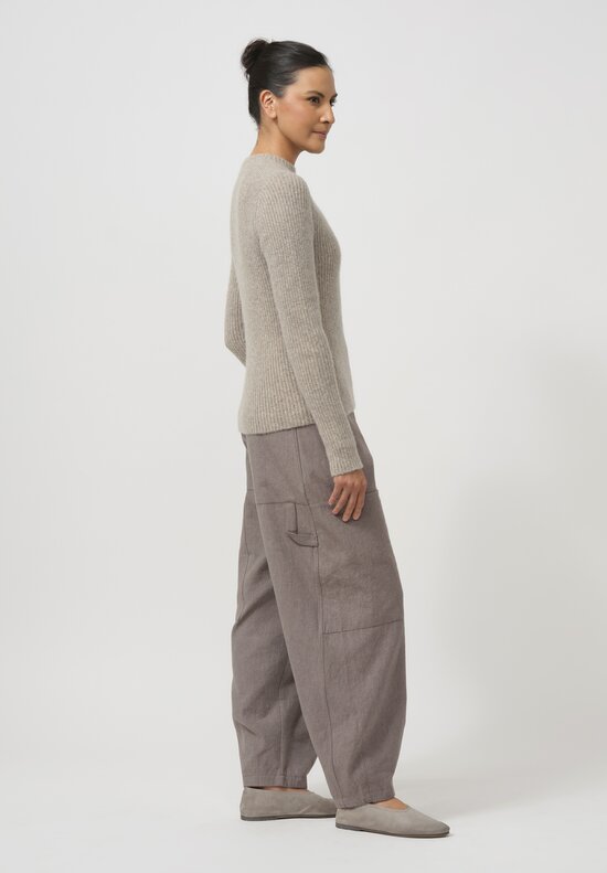 Lauren Manoogian Super Baby Alpaca & Cashmere Soft Rib Crewneck in Dust	