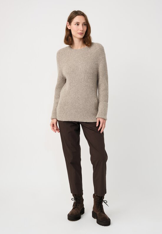 Lauren Manoogian Super Baby Alpaca & Cashmere Soft Rib Crewneck in Dust