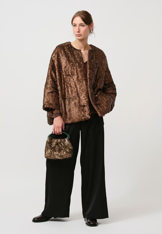 Dries Van Noten Leather Embellished Crisp Bag in Brown	