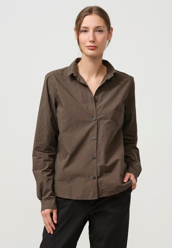 Bergfabel Washed Cotton Poplin Short Tyrol Shirt in Wood Green