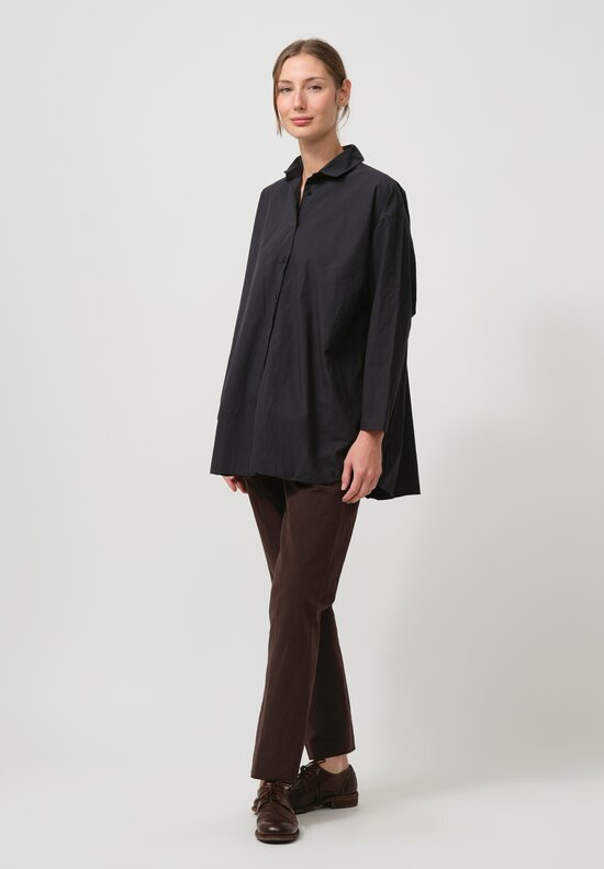 Bergfabel Washed Cotton Poplin Overshirt in Dark Blue