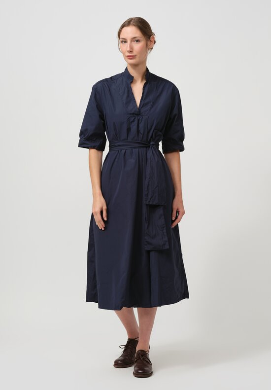 Bergfabel Washed Cotton Poplin Tyrol Dress in Navy Blue	