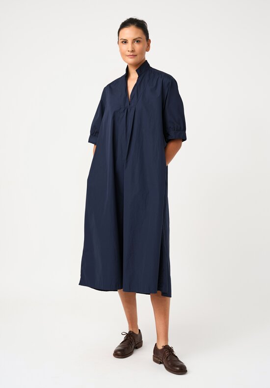 Bergfabel Washed Cotton Poplin Tyrol Dress in Navy Blue