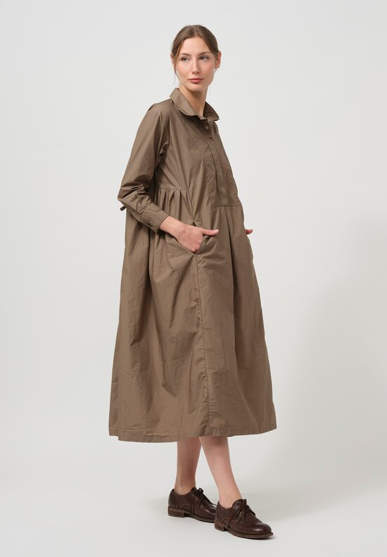 Bergfabel Washed Cotton Poplin Eva Dress in Moka Brown	