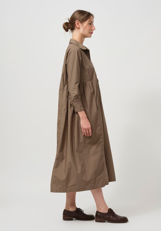 Bergfabel Washed Cotton Poplin Eva Dress in Moka Brown	