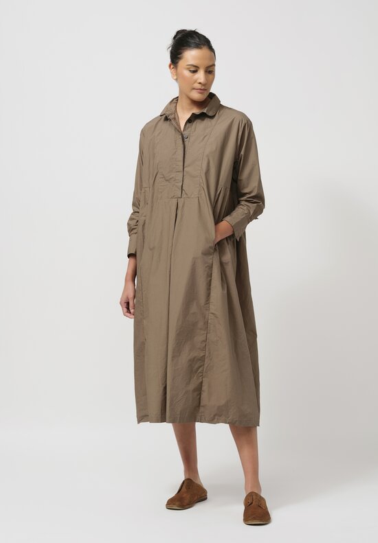 Bergfabel Washed Cotton Poplin Eva Dress in Moka Brown