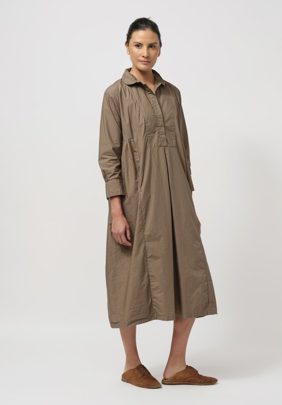 Bergfabel Washed Cotton Poplin Eva Dress in Moka Brown