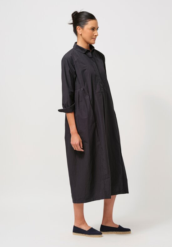 Bergfabel Washed Cotton Poplin Eva Dress in Navy Blue