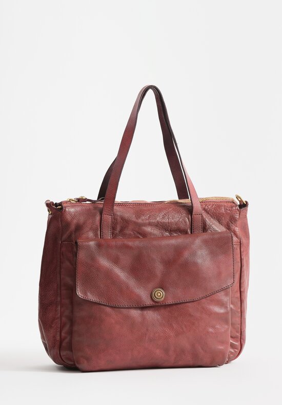 Campomaggi Leather Ossidiana Bag in Burgundy Red	