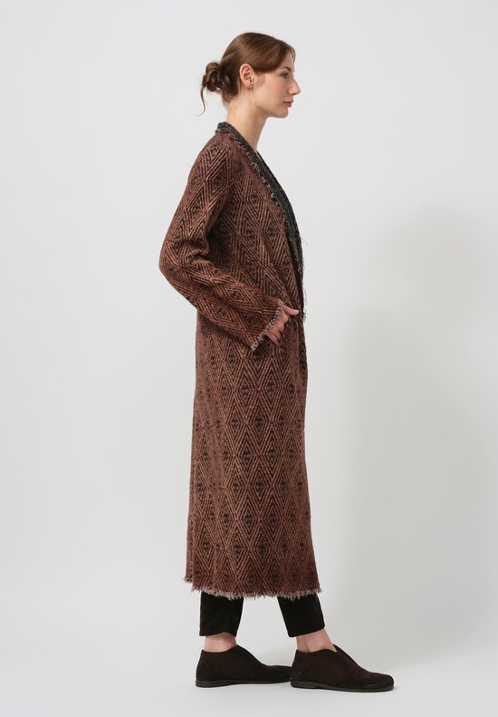 Avant Toi Hand-Painted Diamante Jacquard Duster in Nero Brownie	