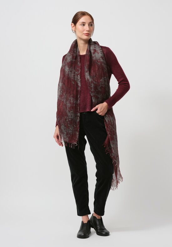 Avant Toi Distressed Linen Ecologiche Scarf in Agata Red	