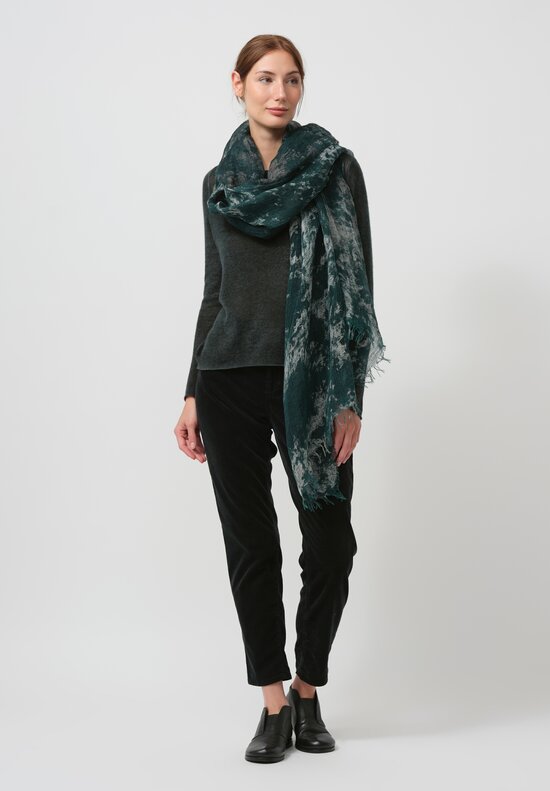 Avant Toi Distressed Linen Ecologiche Scarf in Verderame Green	